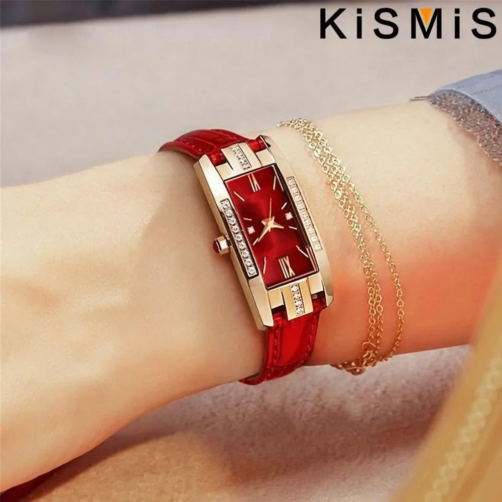 Elegant Women Baroque Rhinestone Quartz Watch Rectangle Analog Wristwatch Fashion Gift for Mom