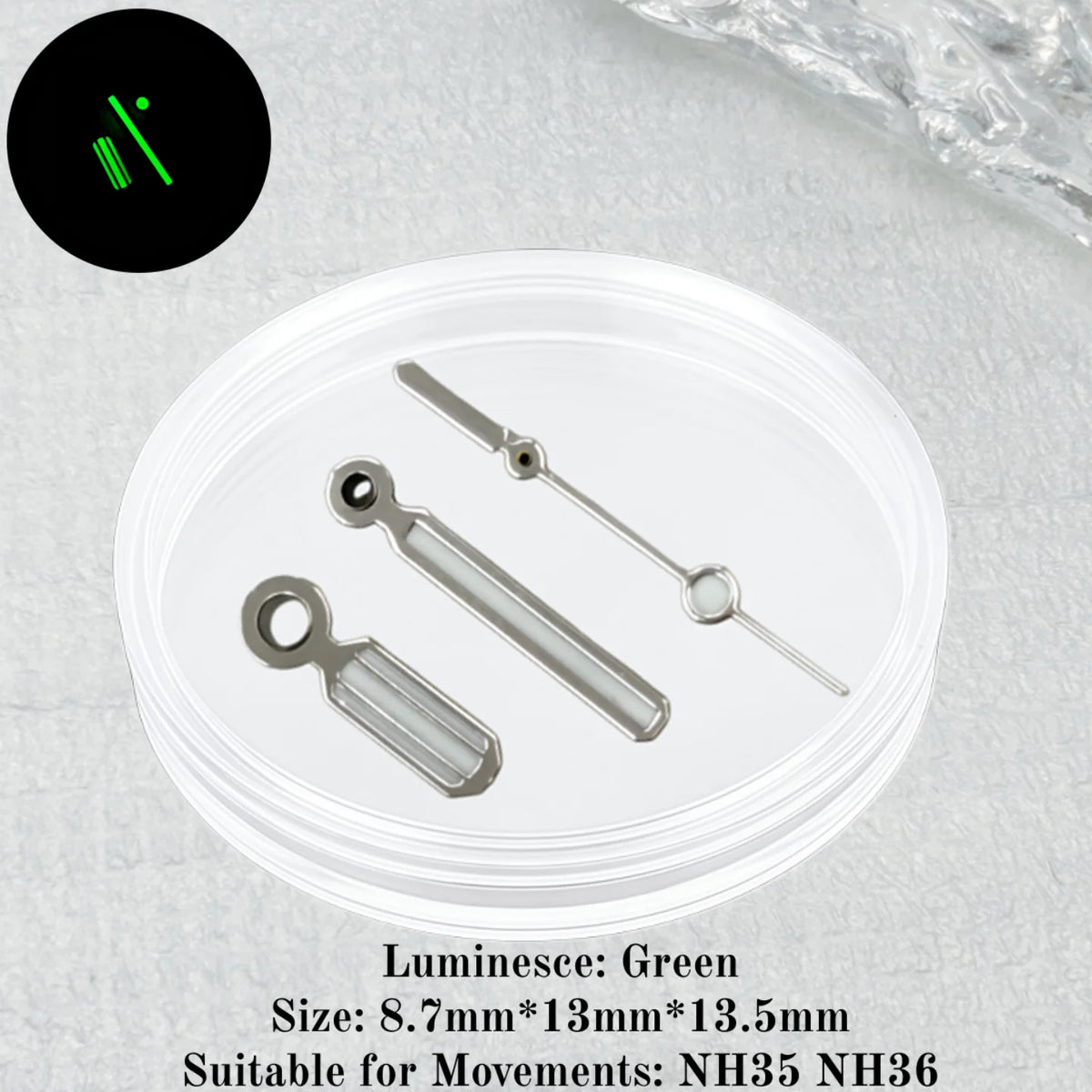 Watch Pointers Accessories Green Luminous Watch Hands for Seiko Royal Oak NH35 NH36 Automatic Movement Fits 42mm Case