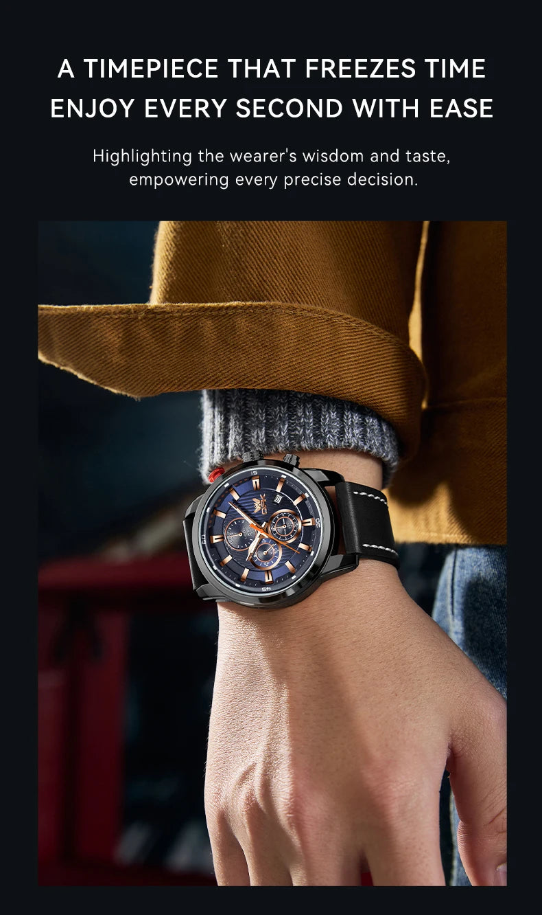 OPK 6083 Classic Quartz Watch for Men Waterproof Sport Men's Watches Fashion Leather Strap Luminous Business Male Wristwatches