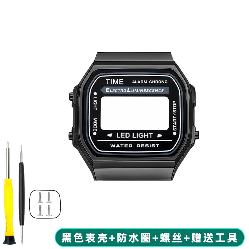 A168 case mod kit Stainless steel metal Bezel watch Case+Strap For Casio A168WG/WA/WGG/WEHA Series Modified Suit watchband+Tool