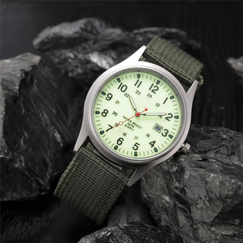 1pc / Lot Cheap Brand Watches For Men Montre Homme Fashion Nylon Band Sports Army Date Quartz Clock Barato Erkek Saat Relogio