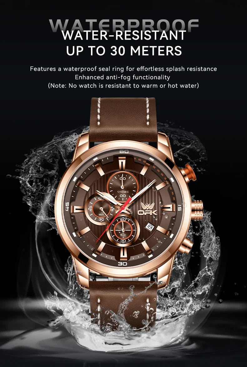 OPK 6083 Classic Quartz Watch for Men Waterproof Sport Men's Watches Fashion Leather Strap Luminous Business Male Wristwatches
