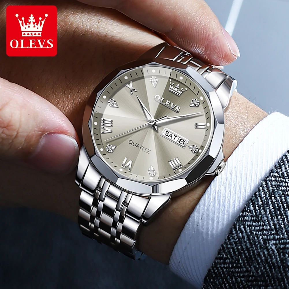 OLEVS Brand 9931 New Quartz Stainless Steel Strap Man Wristwatch Retro Hot Style Great Quality Fashion Waterproof Watch for Men