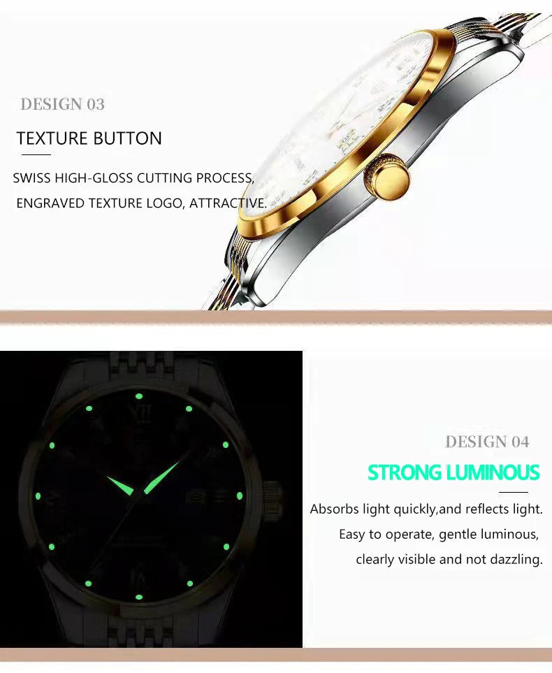 POEDAGAR Casual Wrist Watch For Women Luxury Waterproof Luminous Date Ladies Watch Stainless Steel Quartz Women Watch Gold reloj