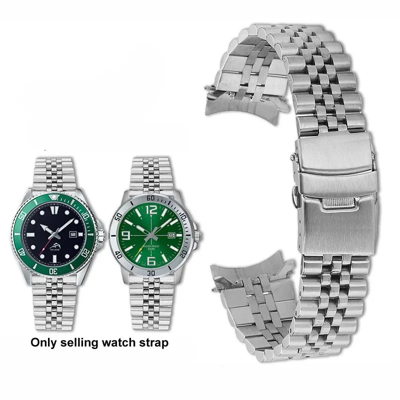 3 Styles 22mm Diving Steel Metal Strap For Casio Duro Mdv107-1A MDV106-1A Watch Wristband Bracelet Watchband Replacement Parts