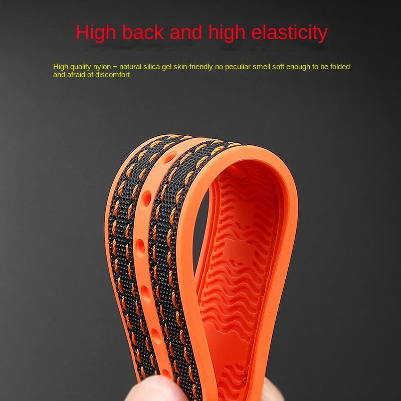 For Omega Planet Ocean 600 nylon strap 22mm AT150/007 quarter orange Seamaster 300 rubber strap curved waterproof men's bracelet