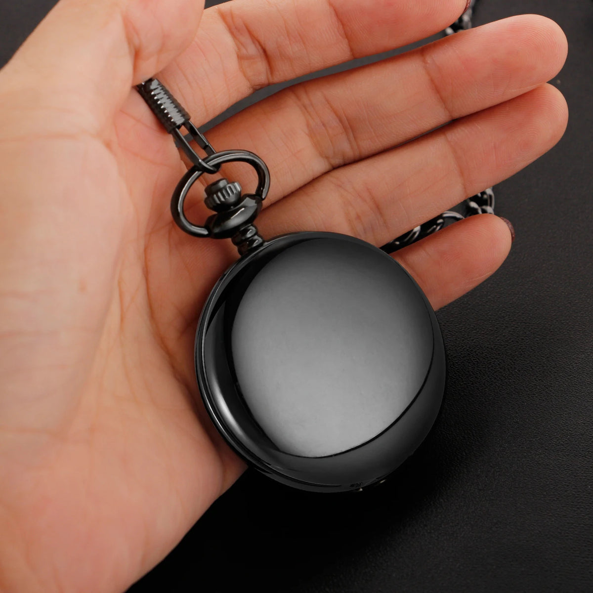 Classic Fashion 37CM Fob Chain Smooth Steel Polish Quartz Pocket Watch Mens Pendant Gifts