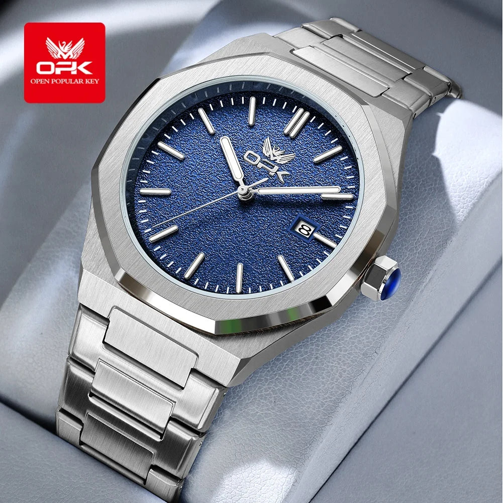 OPK 6046 Mens Watch Solid Stainless steel Calendar Waterproof Quartz Watch for Men