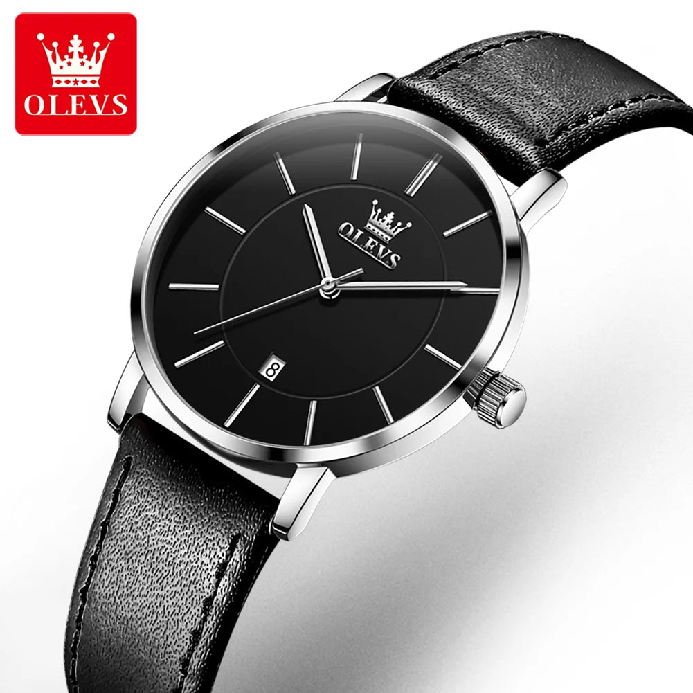 OLEVS 5869 Woman Watch Ultra Thin Waterproof Original Quartz Watch for Women Minimalist Elegant Leather Strap Ladies Wrist Watch