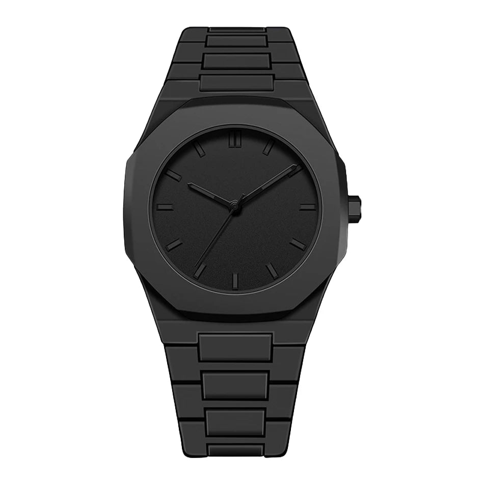 PINTIME New High-End Watches Black Quartz Watch Men's Trend Graffiti Art Quartz Watches Minimalist Business PC Strap
