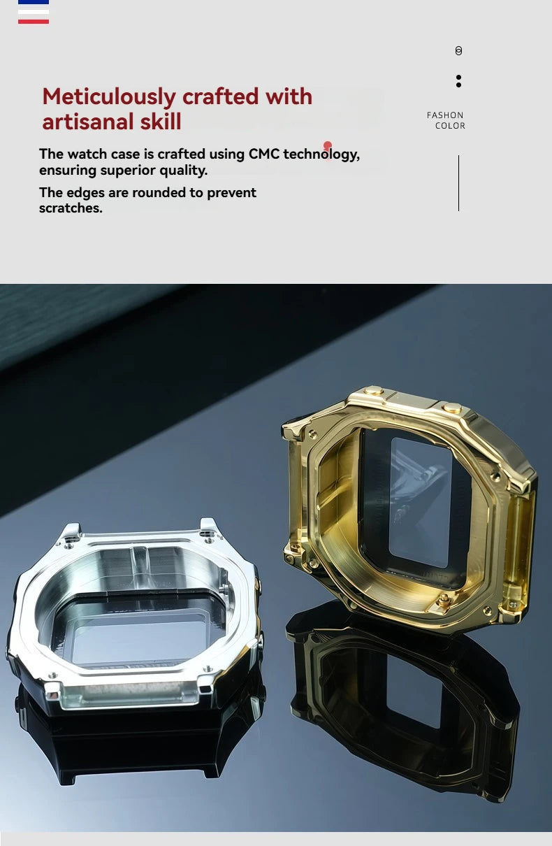 A168 case mod kit Stainless steel metal Bezel watch Case+Strap For Casio A168WG/WA/WGG/WEHA Series Modified Suit watchband+Tool