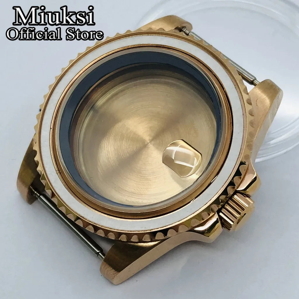 Miuksi 40mm silver rose gold black new watch case ceramic bezel sapphire glass chapter ring fit NH35 NH36 ETA2824 movement