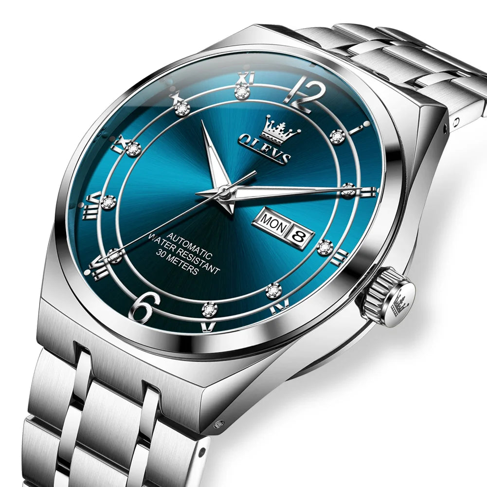 OLEVS Fashion Men's Watches Trend Classic Original Automatic Mechanical Watch for Man Waterproof Luminous Week Date Wristwatch