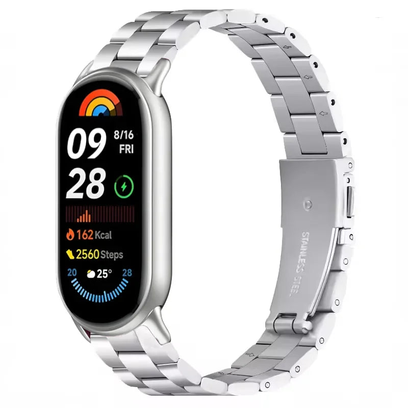Metal Strap for Xiaomi Mi Band 10/9/8 Stainless Steel Watch Strap Correa for Miband 8/9/10 Replacement Wristband Bracelet Correa