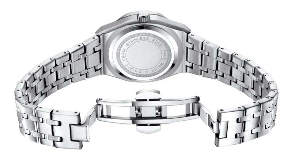 Luxury Women Watches Silver Steel Simple Casual Business Dress Watches for Women Top Brand Waterproof 3bar Calendar Gift Clock