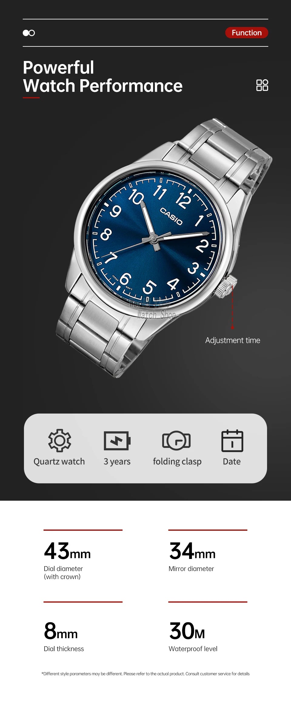 Casio Watch for Men Simple Relogio Waterproof Business Casual Watch MTP-V005D-2B4 Steel Belt Series