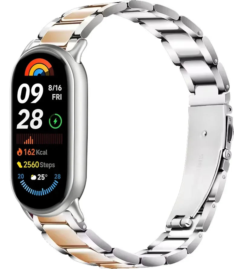 Metal Strap for Xiaomi Mi Band 10/9/8 Stainless Steel Watch Strap Correa for Miband 8/9/10 Replacement Wristband Bracelet Correa