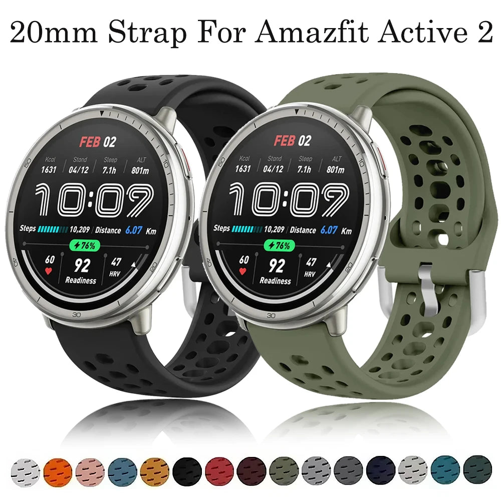 20mm Silicone Strap for Amazfit Active/GTS 4 Mini/GTS3 2e/Bip 3/Pop/Pro Replaceable Bracelet Wristband for Amazfit Active 2 Band
