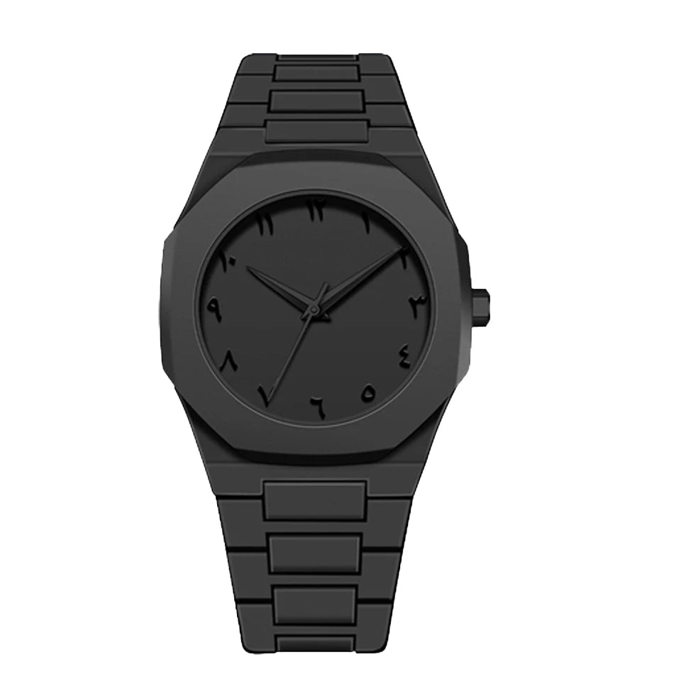 PINTIME New High-End Watches Black Quartz Watch Men's Trend Graffiti Art Quartz Watches Minimalist Business PC Strap