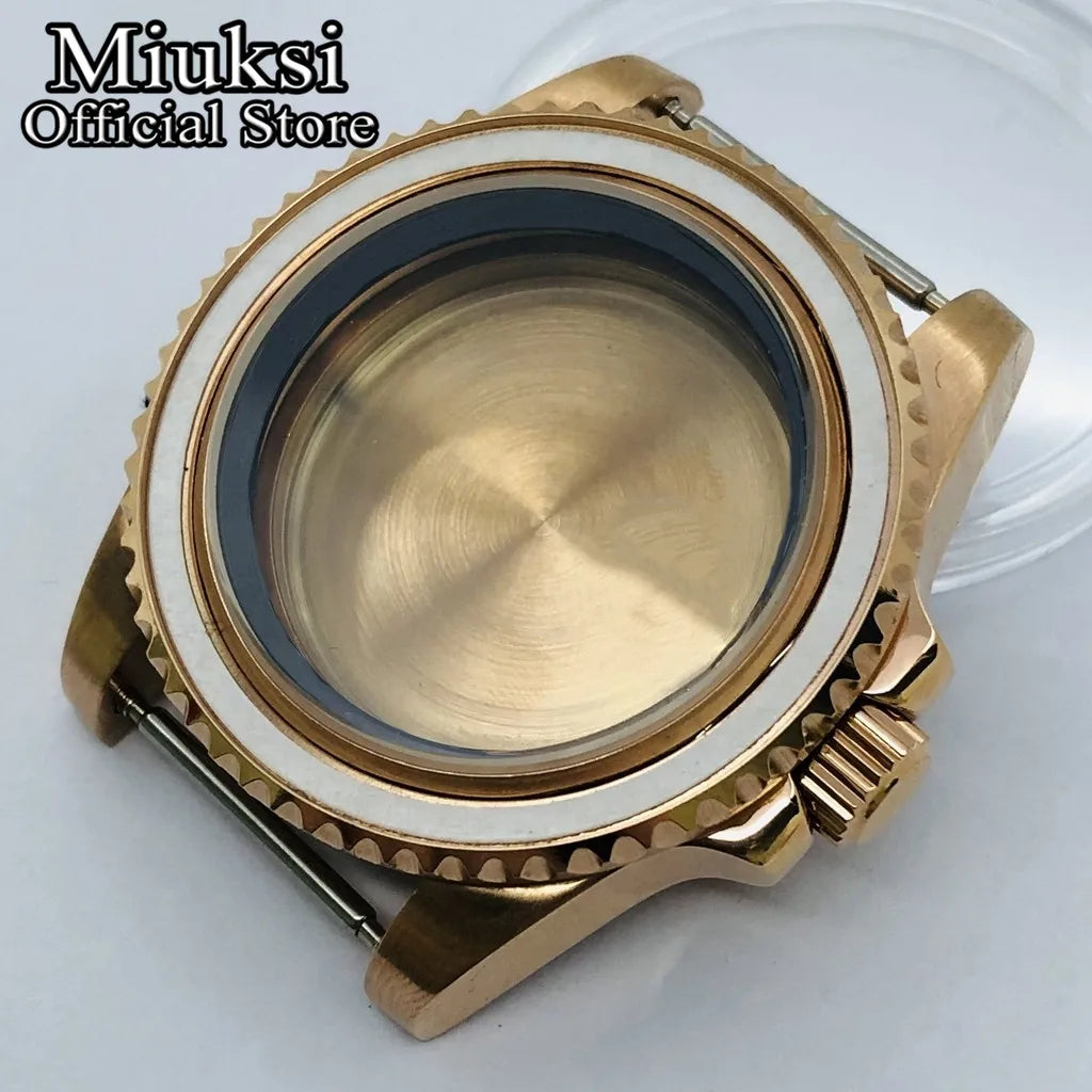 Miuksi 40mm silver rose gold black new watch case ceramic bezel sapphire glass chapter ring fit NH35 NH36 ETA2824 movement