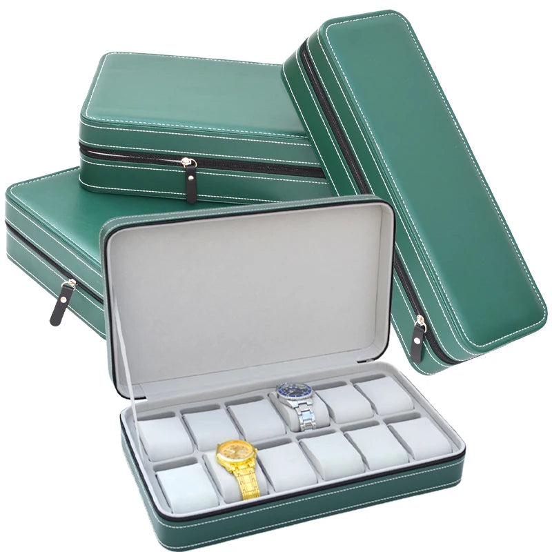 2/4/6/8/10/12 Slots Watch Suitcase Organizer Portable Zipper Watch Case Bracelets Men's and Women's Multifunctional Display Box