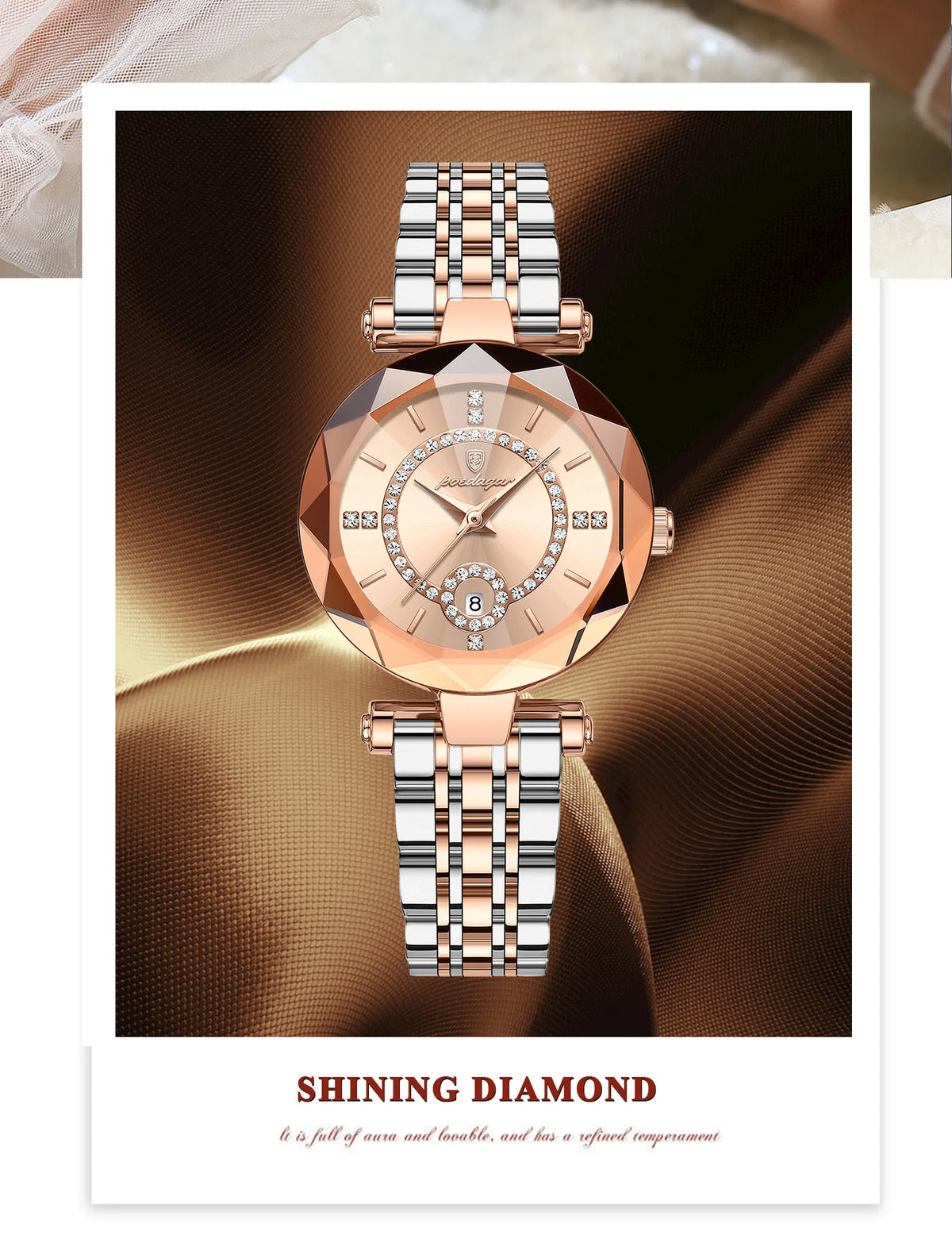 POEDAGAR Luxury Brand Women's Watches Waterproof Stainless Steel Date Ladies Wristwatch Fashion Elegant Quartz Woman Watch Reloj