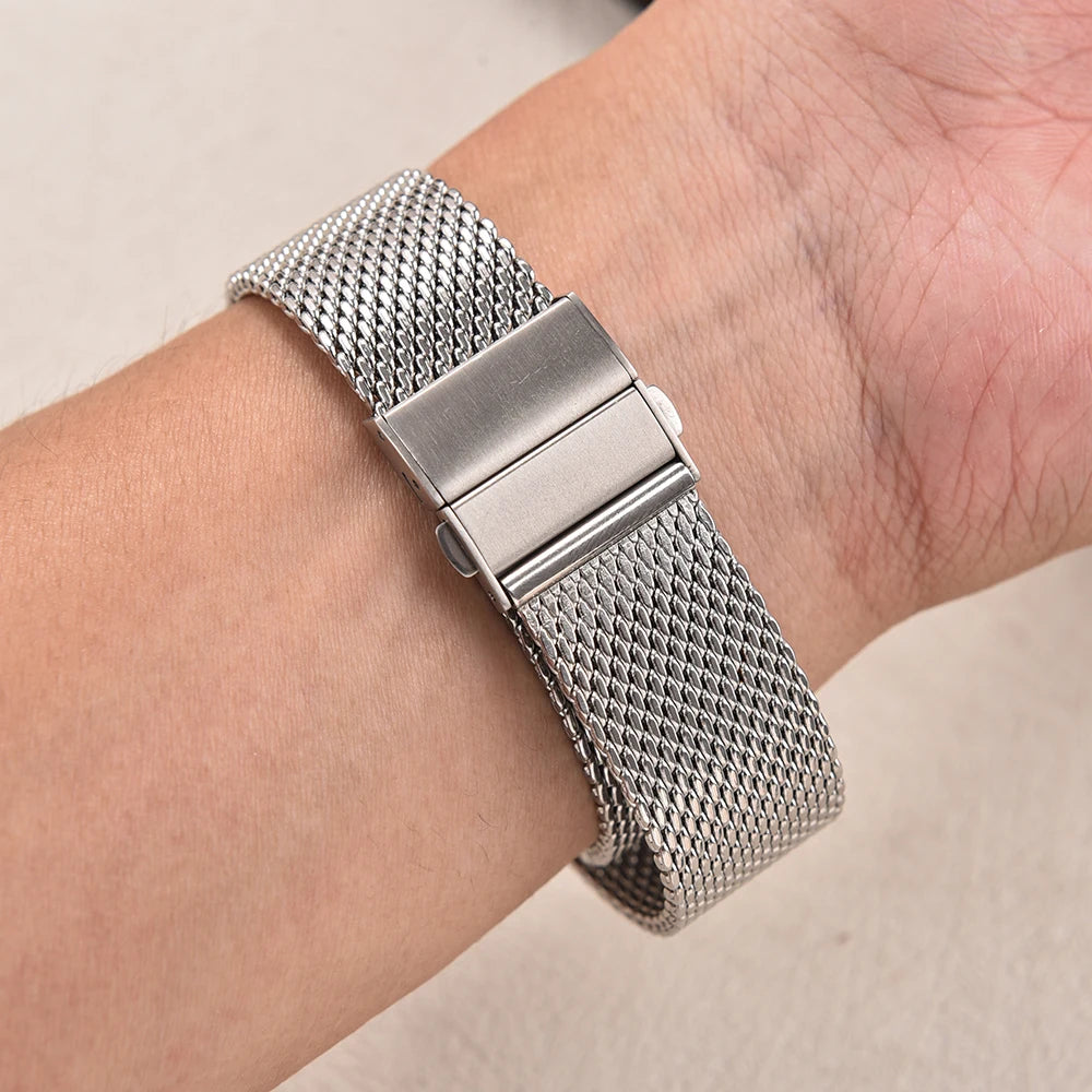 18mm 20mm 22mm Quick Release Mesh Milanese Loop Watch Band Stainless Steel Watch Strap Metal Strap Folding Buckle Wristbands