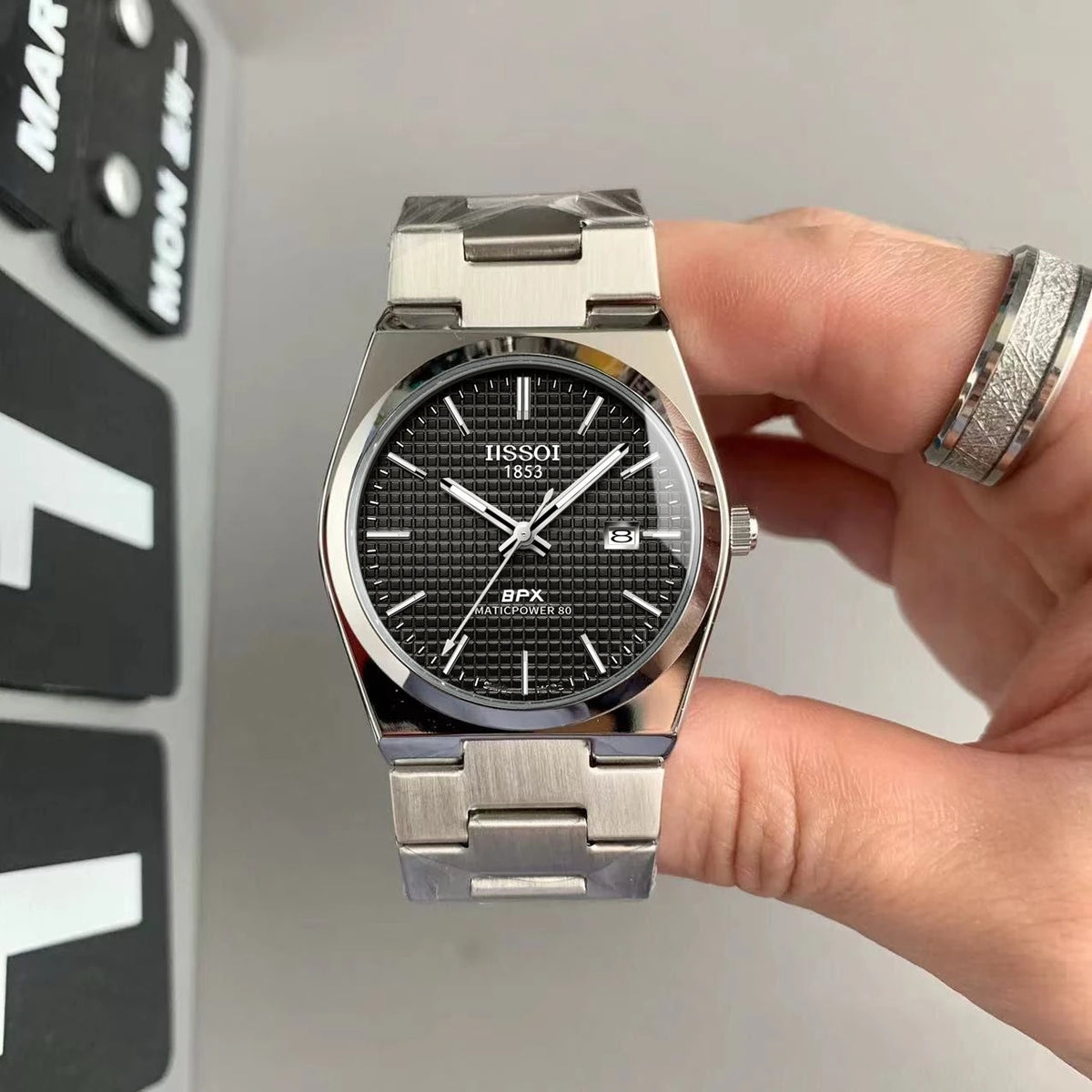 High-Quality Men's Quartz Watch, Luxury Business Style, Stainless Steel Strap, Mesh Dial, Date Function, Waterproof, Casual Daily Watch, Casual Business Wristwatch, Suitable for Daily Office and Party Use