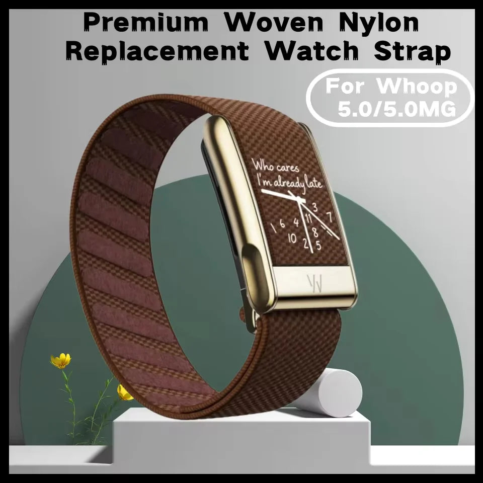 Crown Clock Printed Woven Nylon Watch Strap for Whoop 5.0 / 5.0MG New Adjustable Sport Replacement Fitness Tracker Wristband