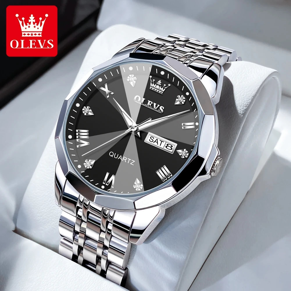 OLEVS Brand 9931 New Quartz Stainless Steel Strap Man Wristwatch Retro Hot Style Great Quality Fashion Waterproof Watch for Men