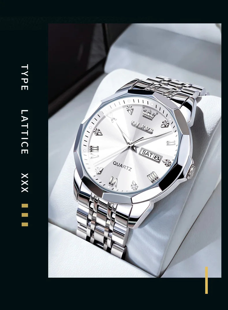 OLEVS Brand 9931 New Quartz Stainless Steel Strap Man Wristwatch Retro Hot Style Great Quality Fashion Waterproof Watch for Men