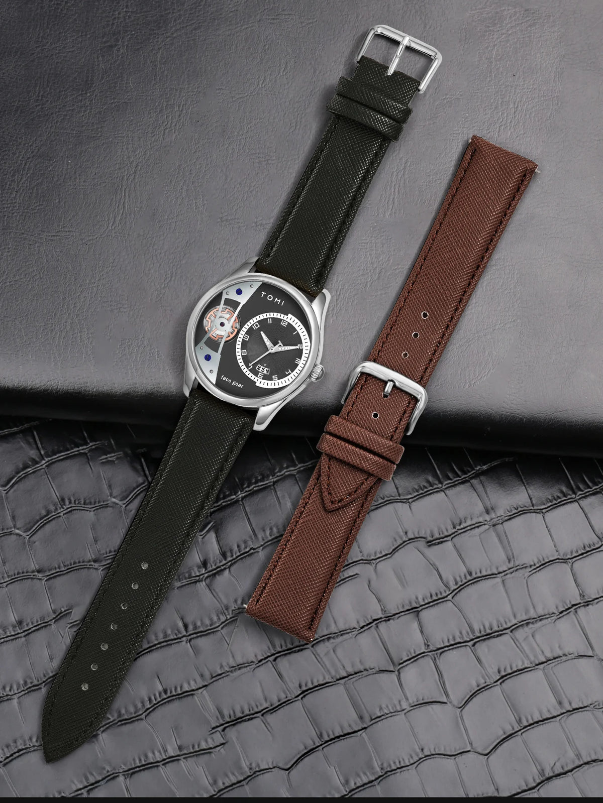 TOMI Set Gift Box for Men's Minimalist Business Quartz Watch Luxury Versatile Double Strap Detachable Watch Festival Gift
