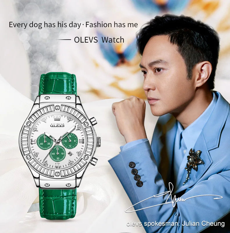 OLEVS Analog Quartz Watch for Women Leather Strap Waterproof Luxury Elegant Ladies' Watches Business Luxury Ladies Wristwatch