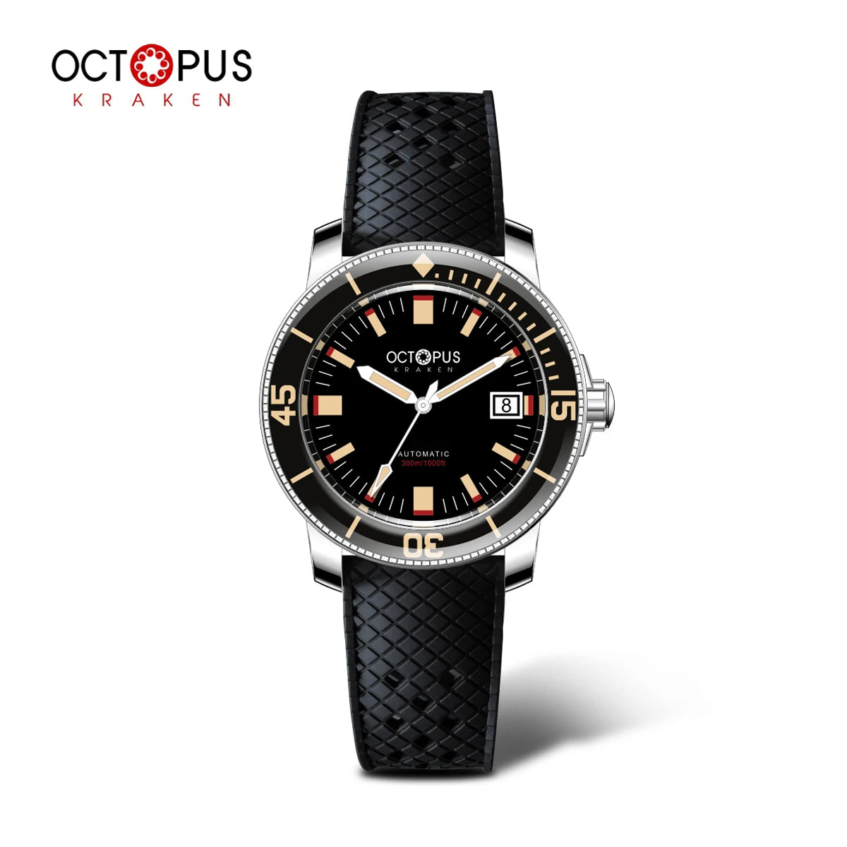 Octopus Kraken 40mm Men's Retro Automatic Watch 30Bar Diver with Mechanical Movement Swiss Super Luminous Sapphire Crystal