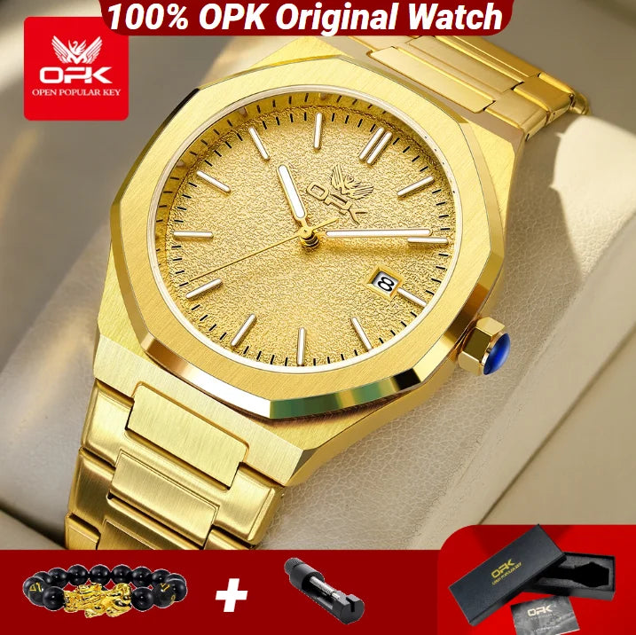 OPK 6046 Mens Watch Solid Stainless steel Calendar Waterproof Quartz Watch for Men
