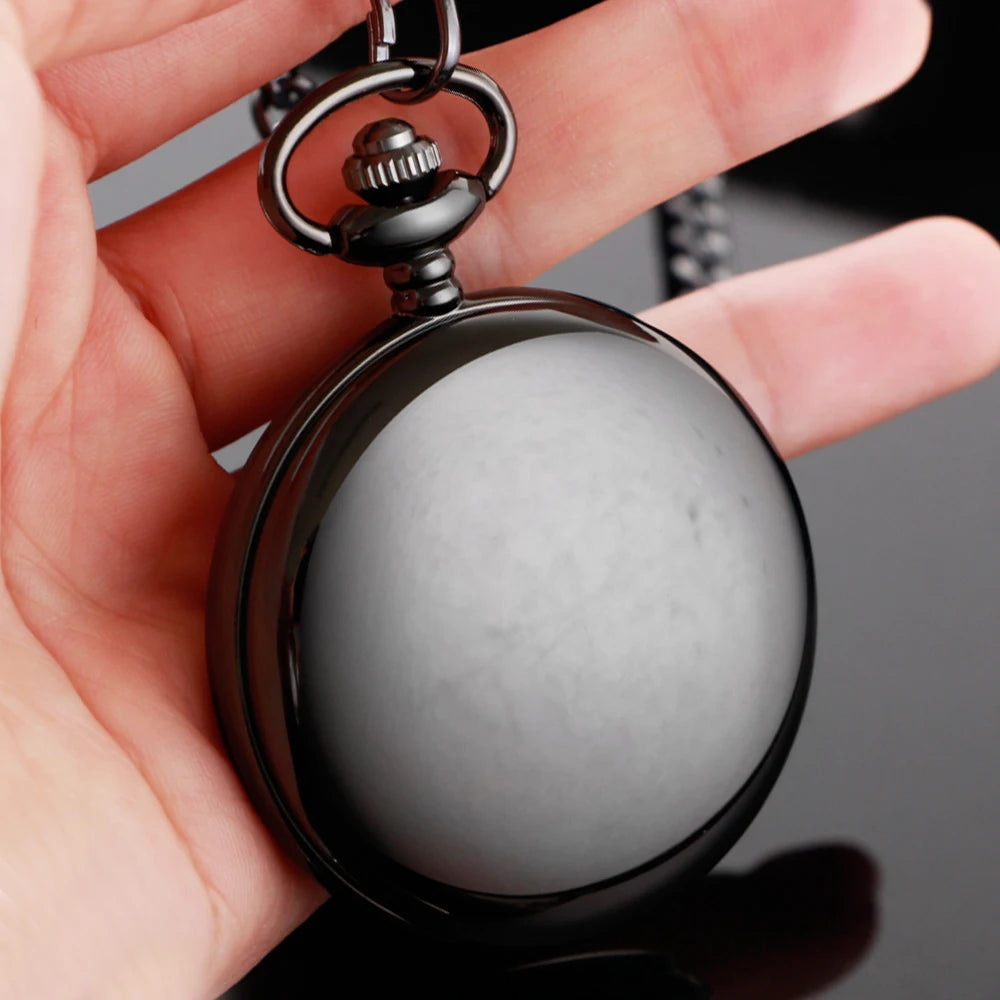 Classic Fashion 37CM Fob Chain Smooth Steel Polish Quartz Pocket Watch Mens Pendant Gifts