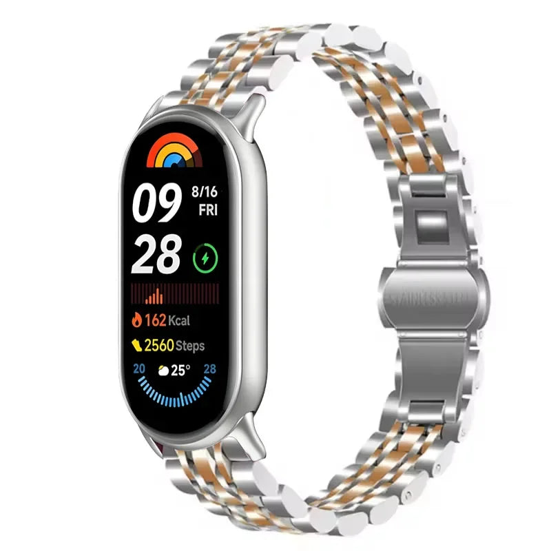Metal Strap for Xiaomi Mi Band 10/9/8 Stainless Steel Watch Strap Correa for Miband 8/9/10 Replacement Wristband Bracelet Correa