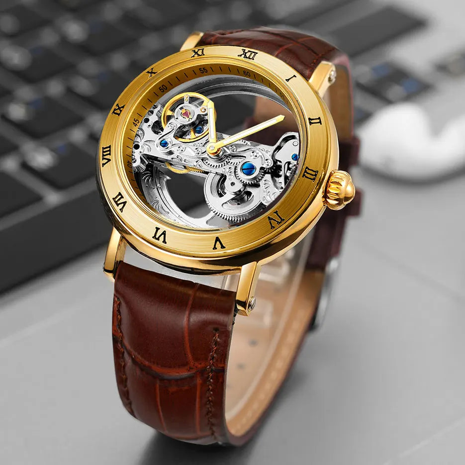 2026 Original Luxury Steel Skeleton Tourbillon Automatic Watches Men Leather Mechanical Waterproof Luminous Elegant Wrist Clock