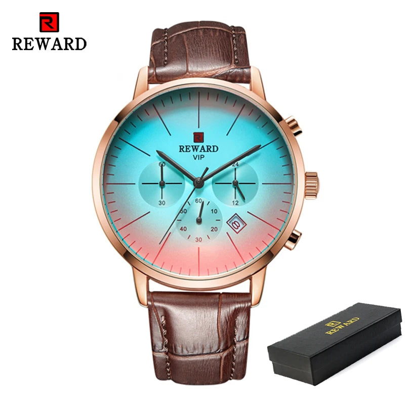 REWARD Men’s Watches Top Brand Sport Watch Luxury Men Stainless Steel Mesh Quartz Wrist Watches Chronograph Design Male Clock
