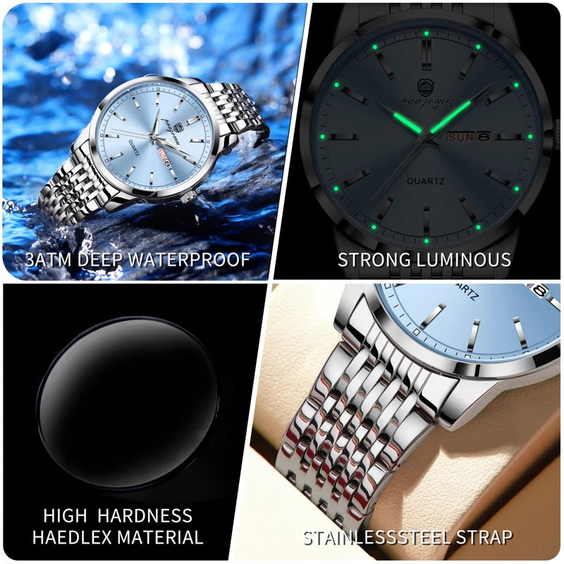 2026 New Top Brand Luxury Man Wristwatch Waterproof Luminous Date Men Watches Stainless Steel Quartz 43mm Men's Watch Male Reloj