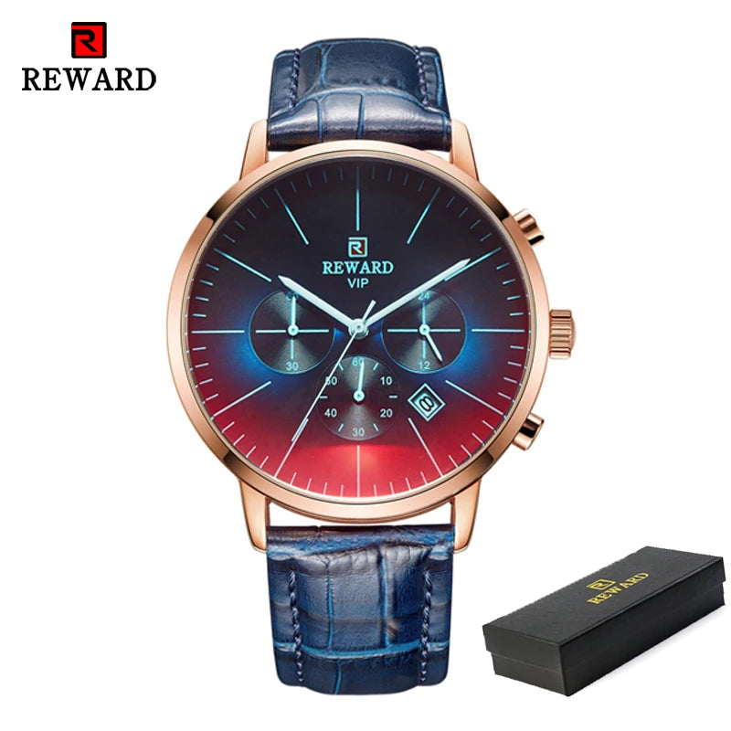 REWARD Men’s Watches Top Brand Sport Watch Luxury Men Stainless Steel Mesh Quartz Wrist Watches Chronograph Design Male Clock