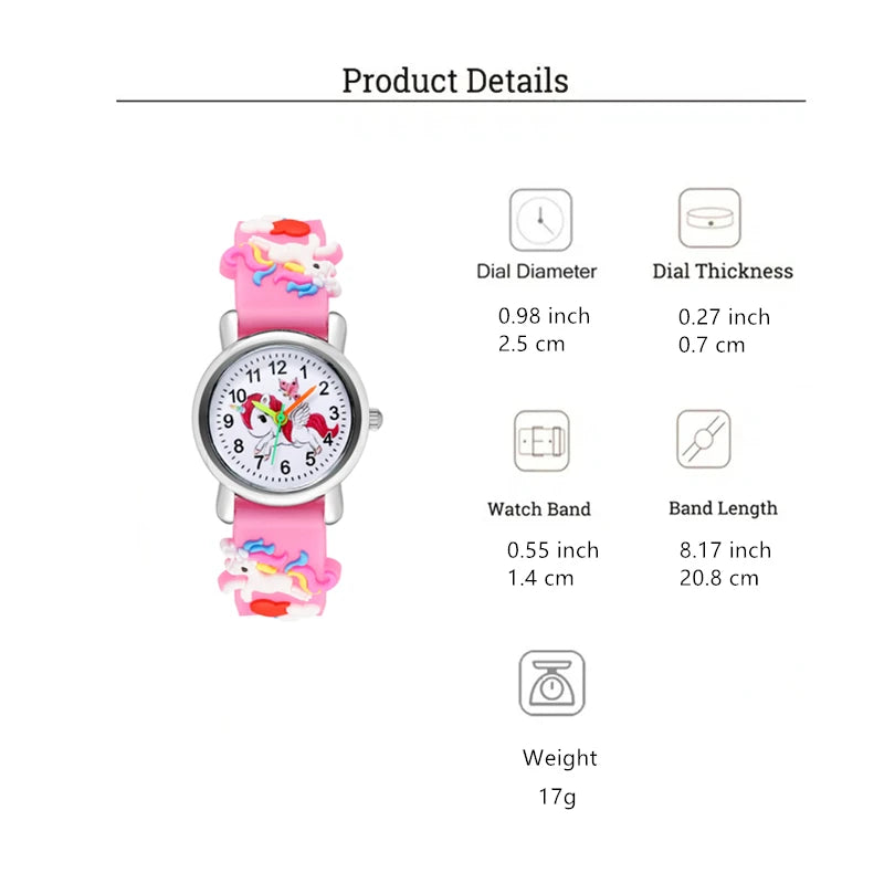 Cute Unicorn Children's Watch Candy Color Silicone Band Cartoon Watch