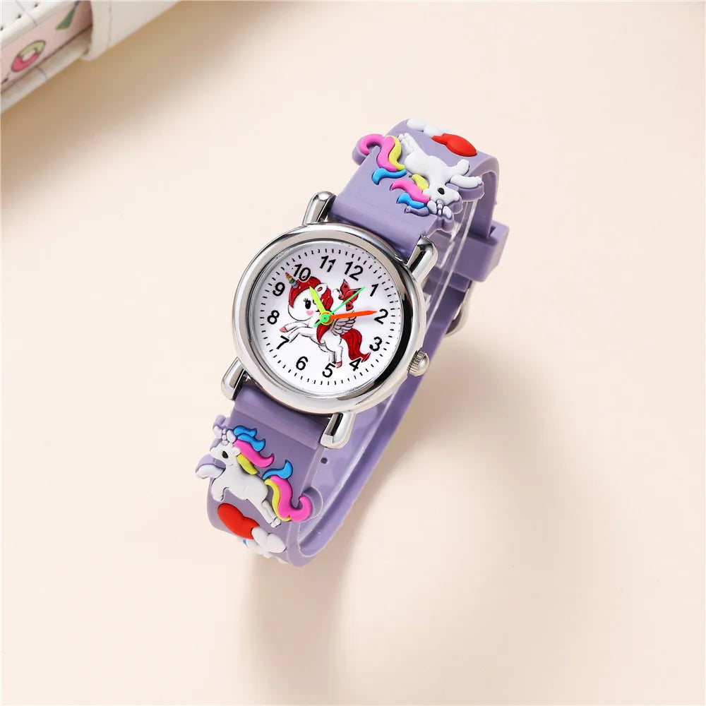 Cute Unicorn Children's Watch Candy Color Silicone Band Cartoon Watch