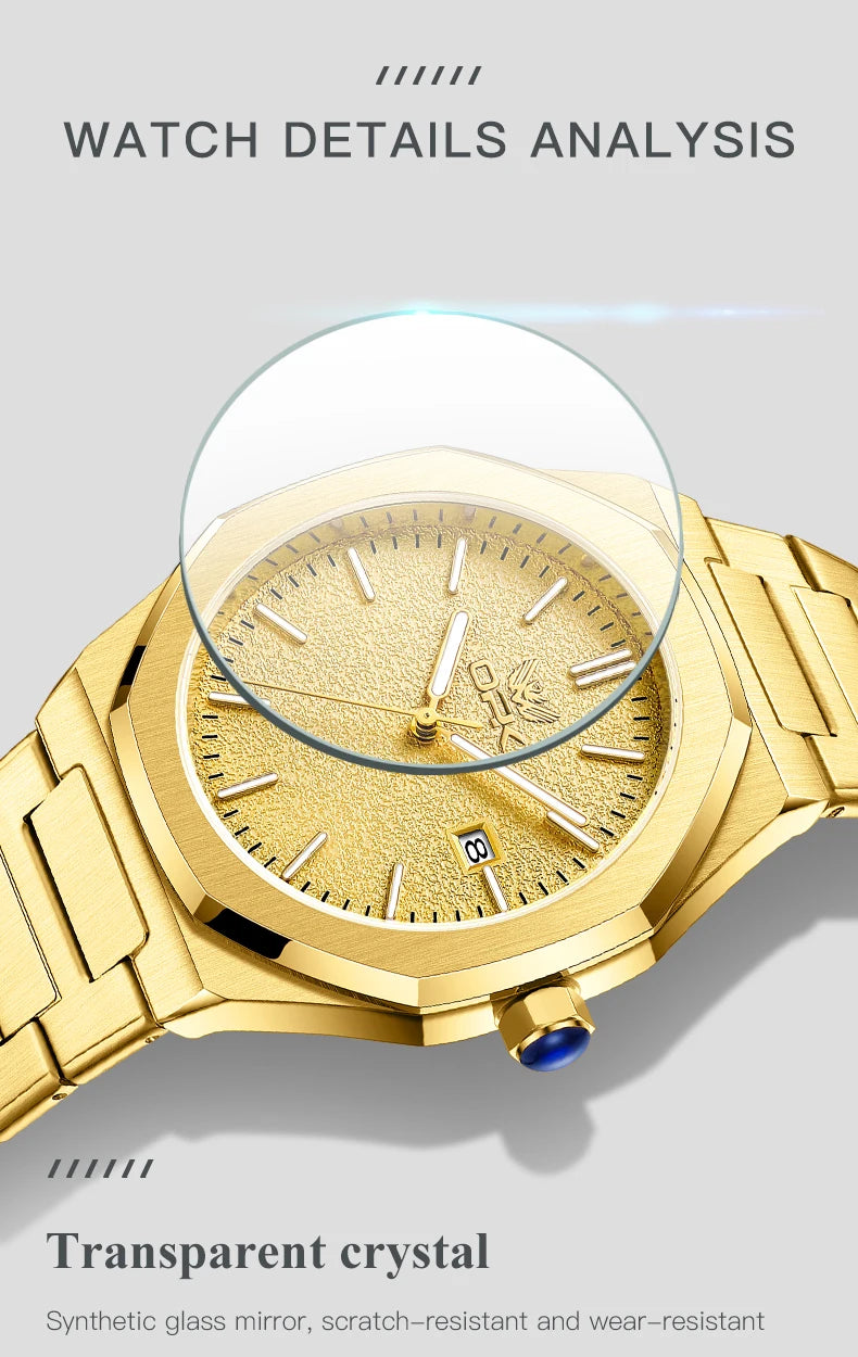 OPK 6046 Mens Watch Solid Stainless steel Calendar Waterproof Quartz Watch for Men
