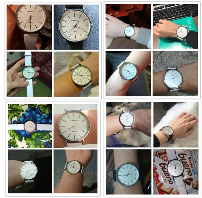 Simple Women's Watches Fashion Leather Slim Strap Wristwatch Ladies Quartz Watch Round Dial Clock Gift Relojes Para Mujer