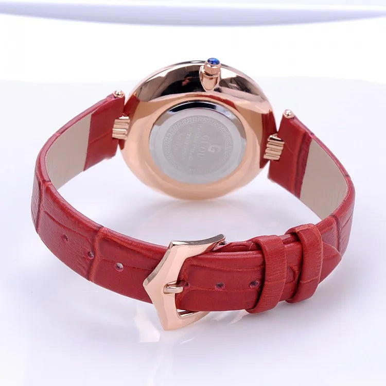 Fashion GUOU Brand Women Rolling Drill Dress Watches Luxury Quicksand Casual Clock Genuine Leather Rhinestone Lady Wrist Watches