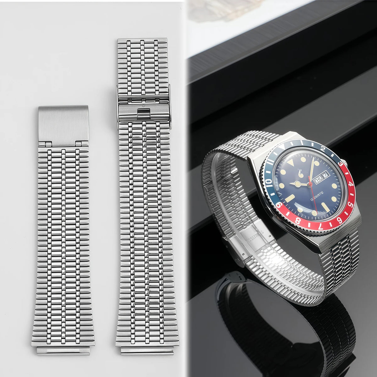 For TIMEX Q Series TW2T80700 TW2U61200 TW2U61300 stainless steel watchband men's Watch accessories Convex metal strap 18MM