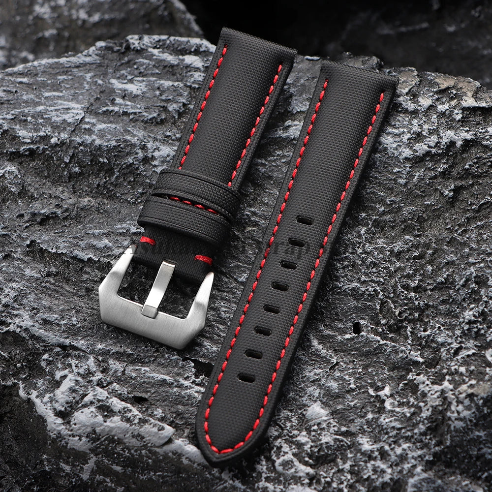 Premium Sailcloth Canvas Watch Strap for Seiko for Panerai for Blancpain 20mm 22mm 24mm Watch Band Black Blue Nylon Men Bracelet