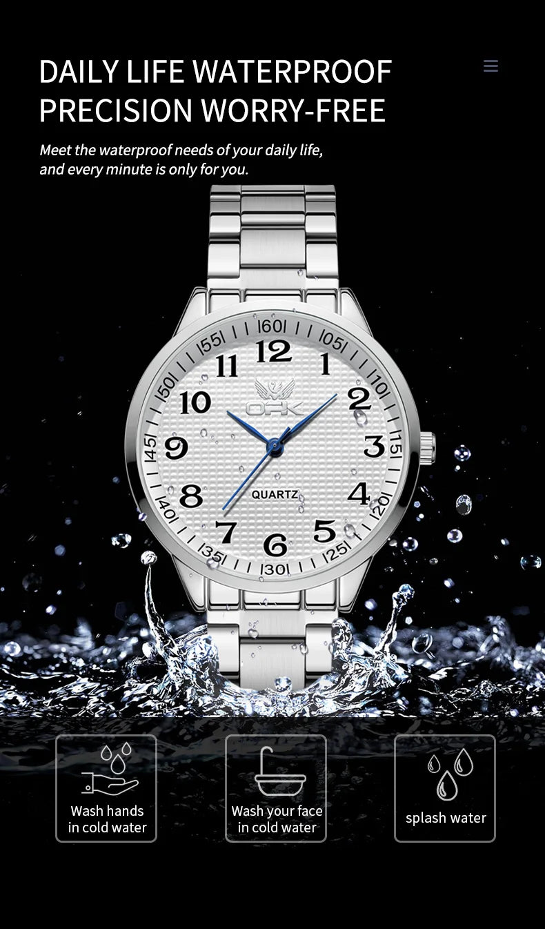 OPK 6008 Golden Stainless steel Men's Watches Roman Scale Checkered Dial Design Watch Man