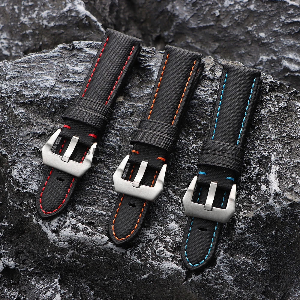 Premium Sailcloth Canvas Watch Strap for Seiko for Panerai for Blancpain 20mm 22mm 24mm Watch Band Black Blue Nylon Men Bracelet